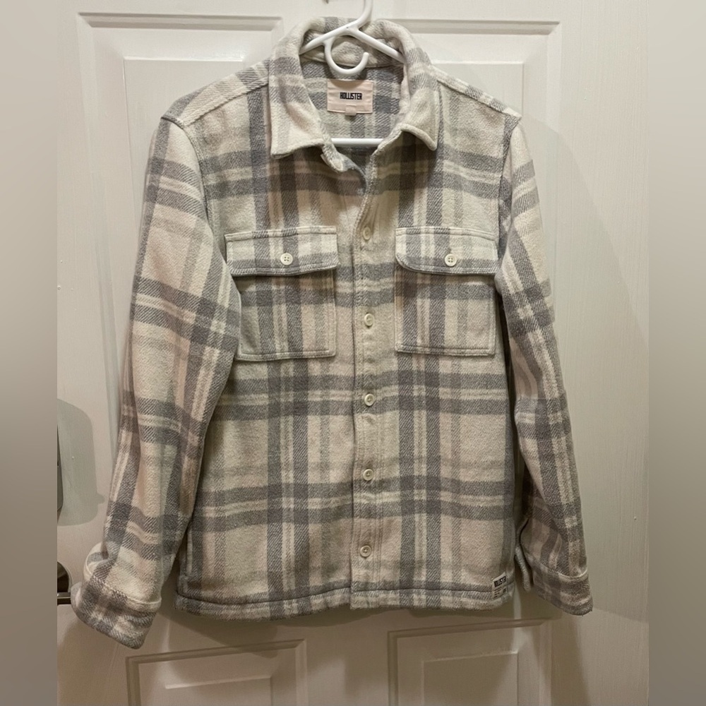 Hollister Gray Plaid Utility Jacket